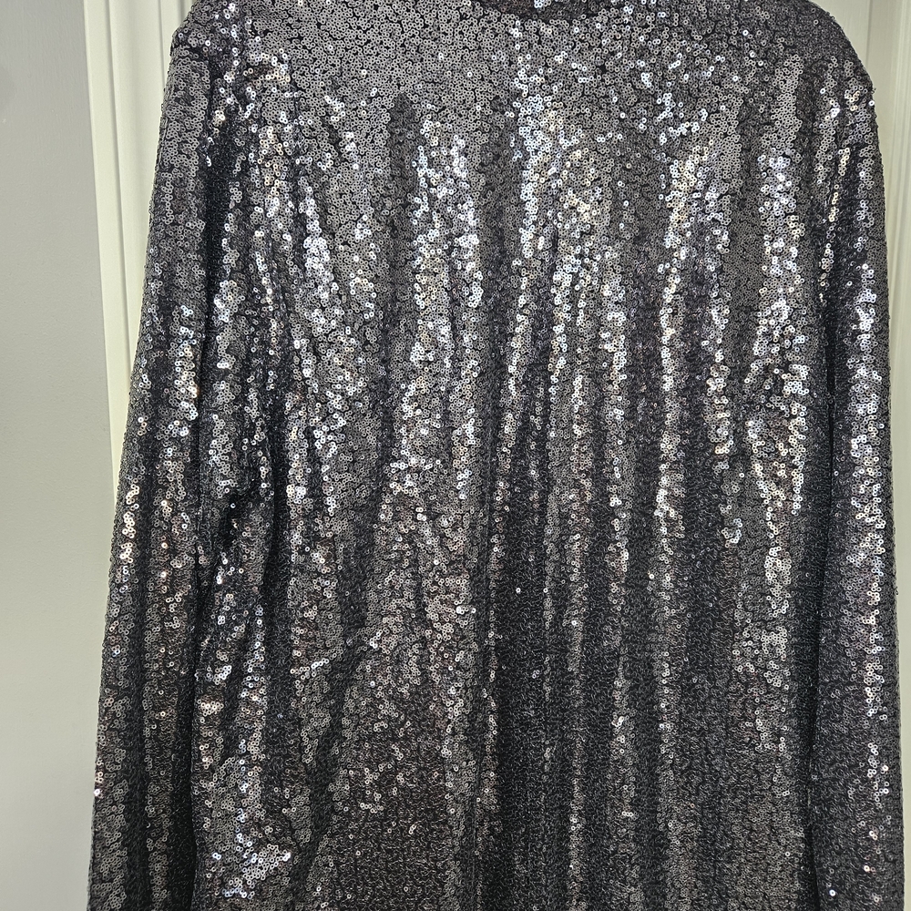 Silver Sequin Long Sleeve Top